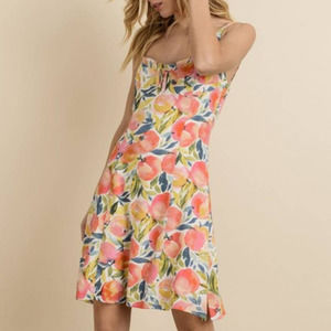 Dress Forum LA Mini Dress Large Peach Print Tank A-Line Sundress